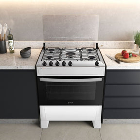 Fogão 5 Bocas Branco com Mesa Inox Atlas Atenas Bivolt