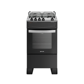 Fogão 4 Bocas Preto com Mesa Inox Atlas Atenas Bivolt