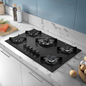 Cooktop 5 Bocas Preto com Mesa de Vidro e Tripla Chama Atlas Agile Up Bivolt