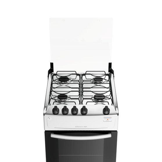 Fogão 4 Bocas Branco com Mesa Inox Atlas Mônaco Top Bivolt