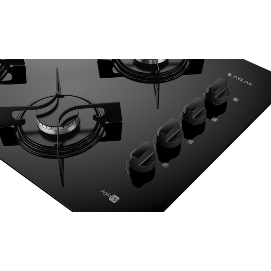 Cooktop 4 Bocas Preto com Mesa de Vidro Atlas Agile Up Bivolt