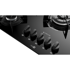 Cooktop 5 Bocas Preto com Mesa de Vidro e Tripla Chama Atlas Agile Up Bivolt