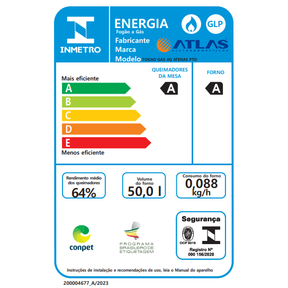 Fogão 4 Bocas Preto com Mesa Inox Atlas Atenas Bivolt