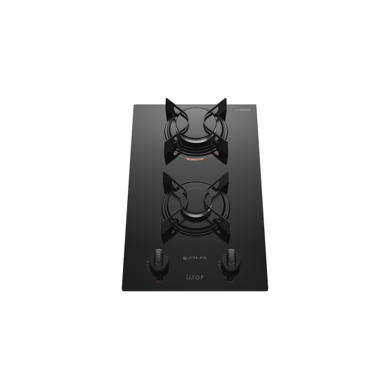 Cooktop 2 Bocas Preto com Mesa de Vidro Atlas U Top Bivolt